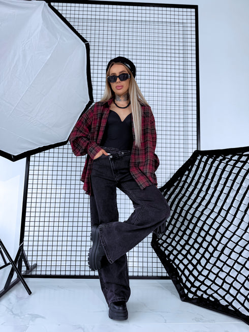 Striped blouse "CITY LIMITS H11813" - BLACK WITH BURGUNDY